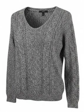 GAP Women's Marled Black White V Neck Long Sleeve Sweater Womens size Small